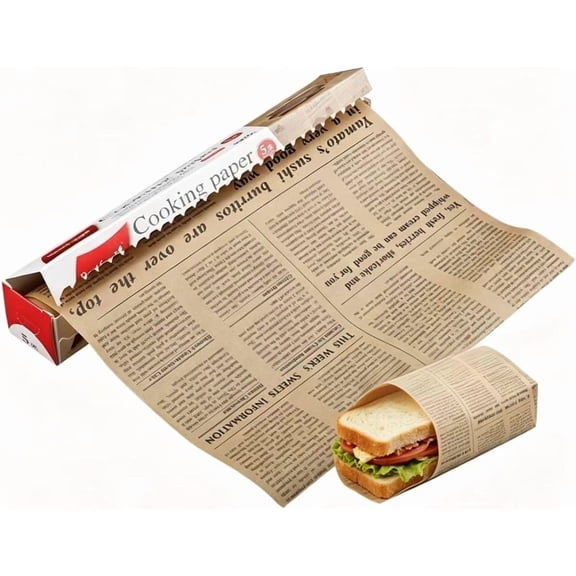 Baking Roll Non Stick Baking Paper Newspaper Printing Design Food Wrapping Paper for Baking Cookies Bread Pizza Meat and Vegetables