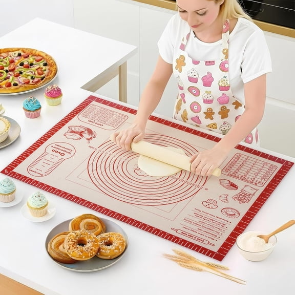 Baking Pastry Dough Mat - Non Slip Rolling Mat with Measurement Guides, Thick  Kneading Board for Bread, Pizza, Cookies, Fondant, Nonstick Baking Sheet for Kitchen Counter, 20x28inch