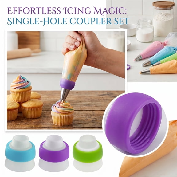Baking Piping Tip Converter, Single Hole Baking Icing Nozzle Adapter, Green Silicone Piping Tip Converter, 2X2 Inch Reusable Baking Converter, Leak Proof One-Piece Frosting Piping