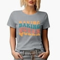 thumbnail image 1 of Baking Queen, Title for Baker, Pastry Chef or Cook, Groovy Retro Wavy Text Merch Gift, Heather Grey T-Shirt, 3XL, 1 of 5