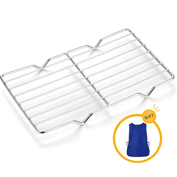 Baking Rack for Oven Cooking, Stainless Steel Roasting Rack for Baking Sheet with Blue Apron, Heavy Duty Cooling Rack with 4 Legs for Baking and Cooling of Barbeque in Oven, Party, Dinning, Silver