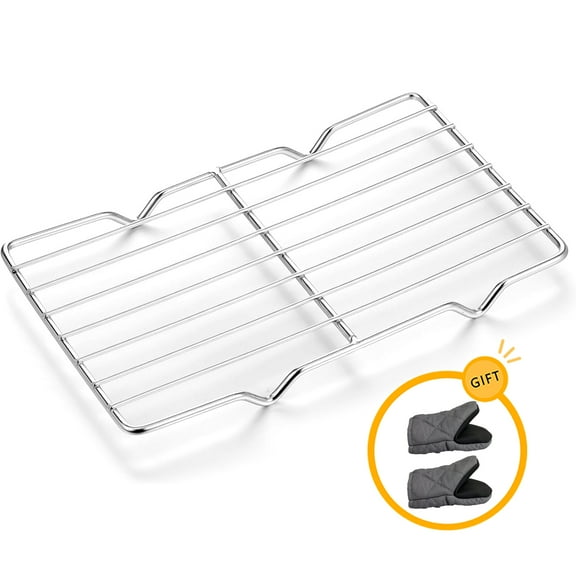 Baking Rack for Oven Cooking, Stainless Steel Roasting Rack for Baking Sheet with Oven Mitts, Heavy Duty Cooling Rack with 4 Legs for Baking and Cooling of Barbeque in Oven, Party, Dinning, Silver