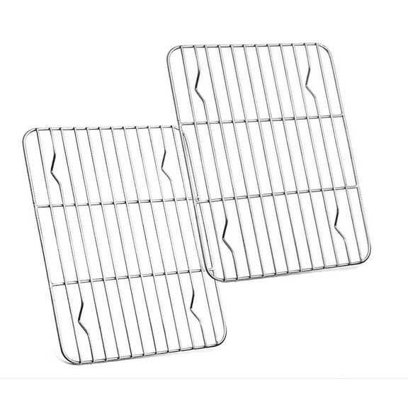 Baking Rack, Stainless Steel Cooling Roasting Rack for Toaster Oven Pan, Healthy & Non Toxic, Sturdy & Rust Free, Oven & Dishwasher Safe - Set of 2 (9.7'' x 7.3'')