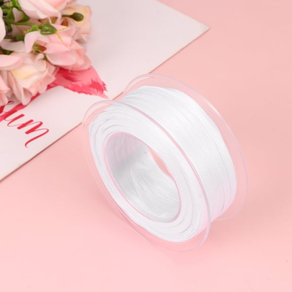Baking Ribbon Rolls White Polyester 50 Meters for Wrapping Decoration Cake Balloon Flowers Durable Lightweight Silk Ribbons