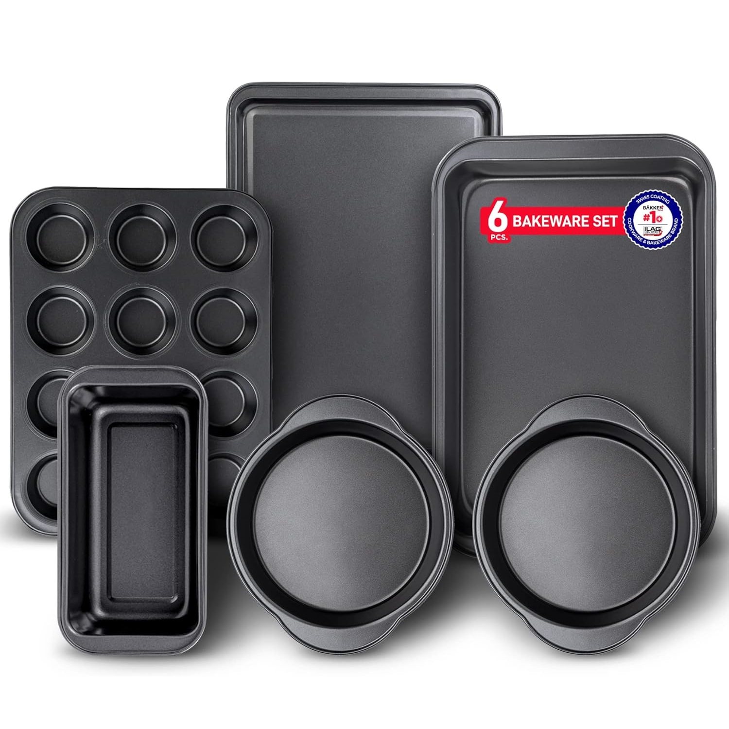 Bakken-Swiss 6-Piece Kitchen Baking Pan Set, Carbon Steel Nonstick ...