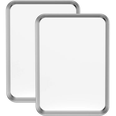 Baking Sheet Cookie Sheet Set of 2, Stainless Steel Baking Pans Tray,Heavy Duty & Healthy, Deep Edge, Superior Mirror Finish, Dishwasher Safe … (12.2 x 10 x 1 inches)