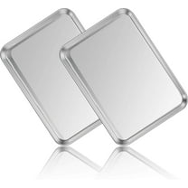Baking Sheet Cookie Sheet Set of 2, Stainless Steel Baking Pans Tray Professional, Toaster Oven Baking pans,Non Toxic & Healthy, Mirror Finish & Rust Free, Easy Clean & Dishwasher Safe(10 Inch)