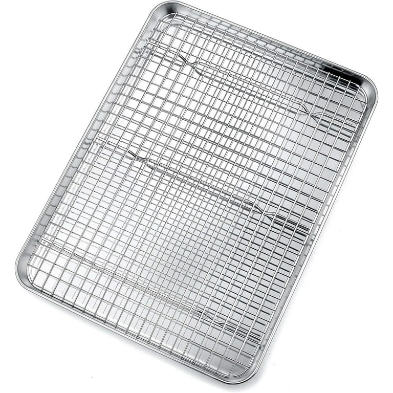 Stainless Steel Baking & Cooling Wire Rack Jelly Roll Cookie Sheet Oven Pan