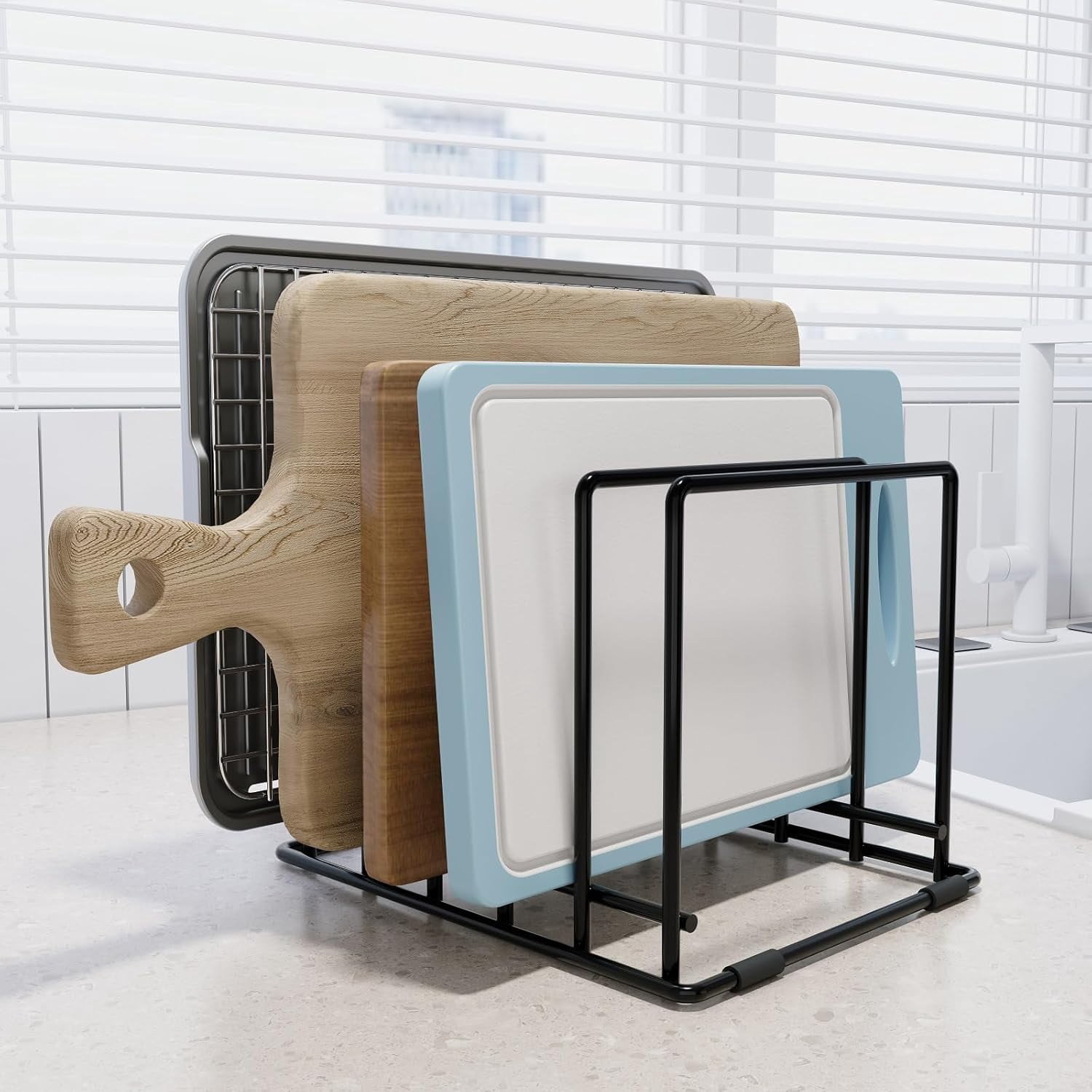 Baking Sheet Organizer Rack – 5-Slot Bakeware & Cookie Tray Holder for ...