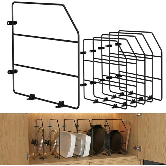 Baking Sheet Organizer Set of 617"x13" Vertical Tray Dividers for Kitchen CabinetsBlack Metal Cabinet DividerMetal Wire Storage Pans, Trays and Cookware