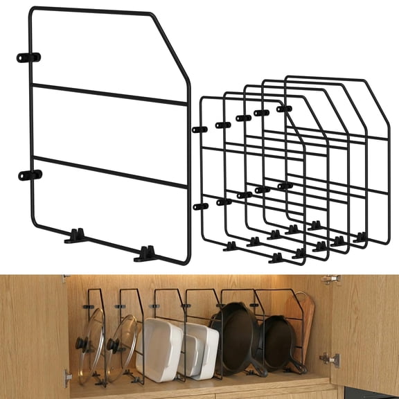 Baking Sheet Organizer Set Of 6 17"x13" Vertical Tray Dividers For Kitchen Cabinets Black Metal Wire Storage