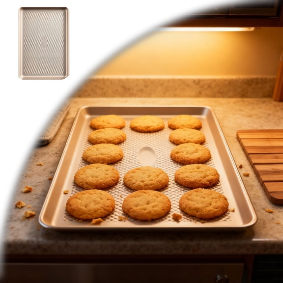 Baking Sheet Pan, Cookie Sheets for Oven, Nonstick Roll Pan with Diamond Texture Pattern, Heavy Duty Cookie Tray