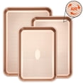 thumbnail image 1 of Baking Sheet Set, Nonstick Diamond-Texture Carbon Steel, Stackable, Easy Clean, Champagne Gold, 3-Piece, Up to 12.6x17.5 Inches, 1 of 7