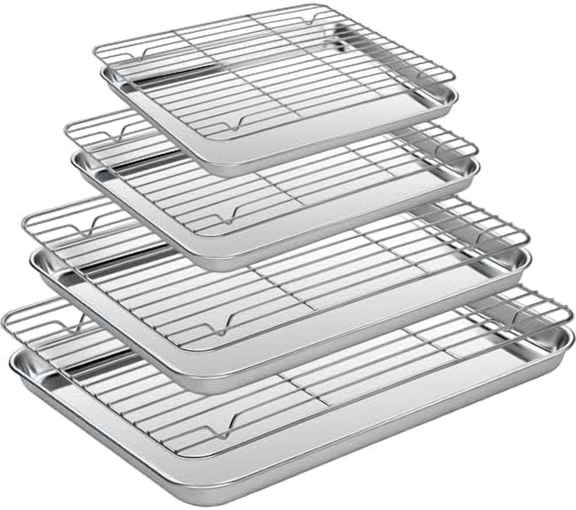 Baking Sheet Pan Set of 8, Stainless Steel Cookie Sheets for Baking ...