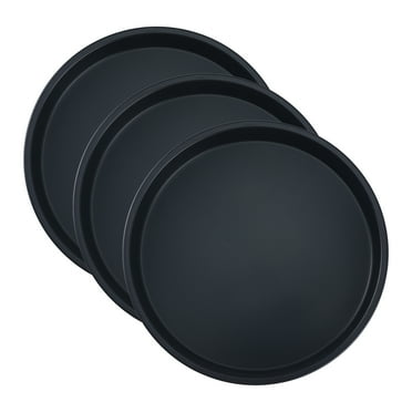Baking Sheet Pan Set of 3, Warp-Resistant Nonstick Round Cake Pan, Cookie Sheets, Thick Sheet Pans for Baking, Roasting Black 9.1*9.1*1.2in
