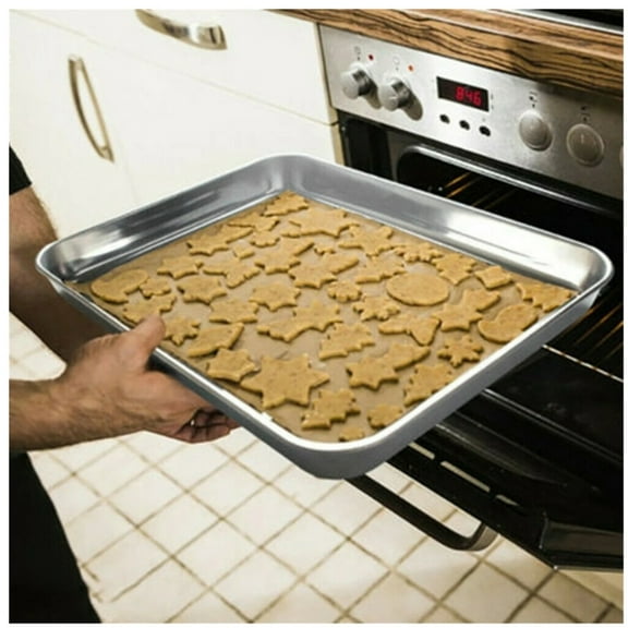 Baking Sheet Pan for Toaster Oven, Stainless Steel Baking Pans Small Metal Cookie Sheets by Umite Chef, Superior Mirror Finish Easy Clean, Dishwasher Safe, 32*22*4.8cm, 1 Piece/set