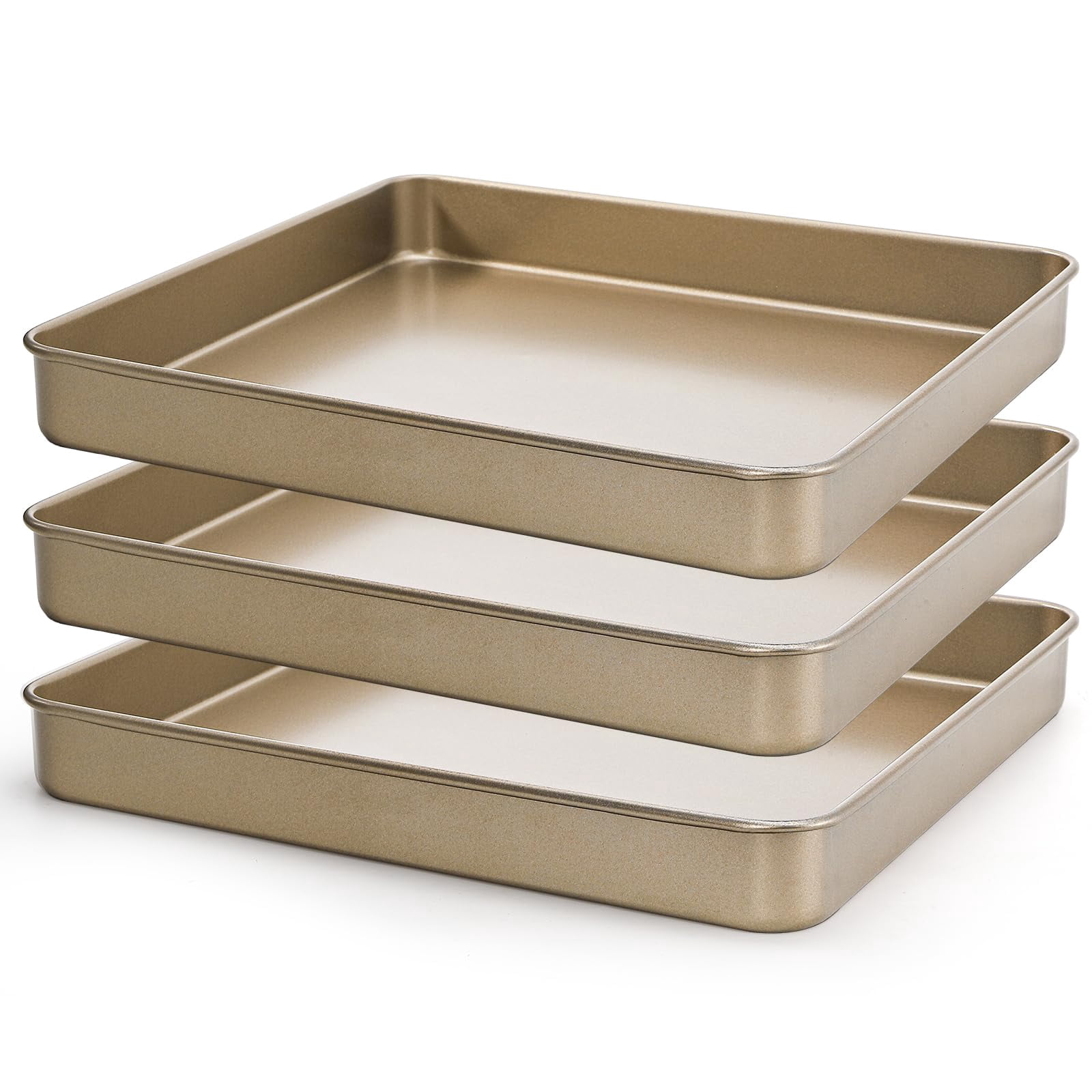 Baking Sheet Pans 3 Pack Square Nonstick Heavy Duty for Toaster Oven Baking