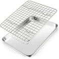 thumbnail image 1 of Baking Sheet with Rack (1 Sheet + 1 Rack), Manss Stainless Steel Cookie Sheet for Baking with Cooling Rack, Baking Pan Toast Oven Tray Size 10x 8 x 1 Inch, Non-toxic & Heavy Duty & Non-stick, 1 of 7