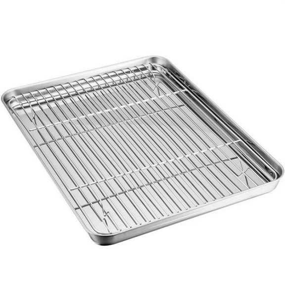Baking Sheet with Rack Nonstick 15.75x11.8 , Baking Pan with Wire Rack, Bacon Rack for Oven Includes A Durable Half Cookie Sheet Pan and a Cooling Rack