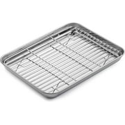 Baking Sheet with Rack Set (1 Sheet + 1 Rack), Cookie Sheets for Baking Use, Stainless Steel Baking Pans with Cooling Racks, Non-toxic, Easy Clean, For Christmas,Thanksgiving (12.5 x 9.7 x 1-Inch)