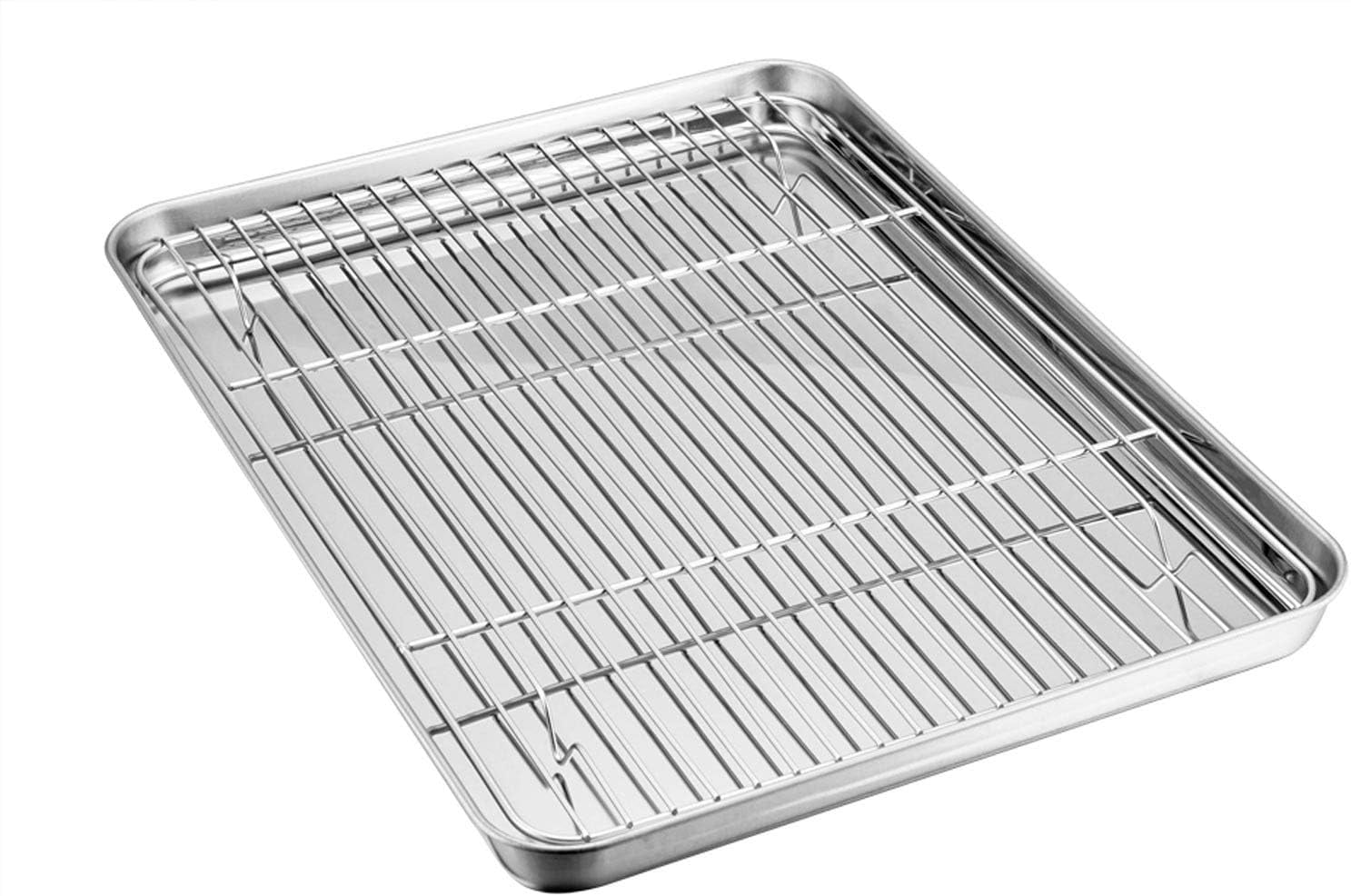  KITCHENATICS Heavy Duty Half Sheet Baking Pan with Rack Set, Cookie  Sheet for Oven, Rimmed Aluminum Tray w/Wire Cooling Rack for Cooking &  Roasting, Half Sheet Pan with Baking Rack 13.1