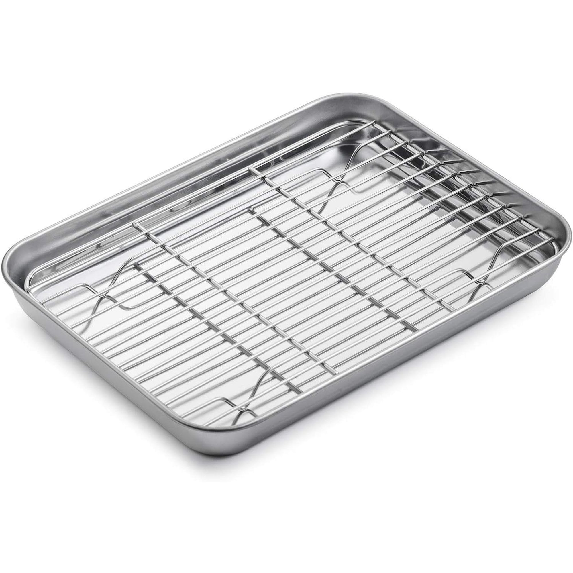 Baking Sheet with Rack Set 1 Pan 1 Rack Trianu Stainless Steel Cookie Sheet with Cooling Rack Nonstick Baking Pan Warp Resistant Heavy Duty Rust Free 10.2 x 7.8 x 1 inches Walmart