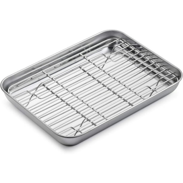 Baking Sheet with Rack Set 1 Pan 1 rack Trianu Stainless Steel Cookie Sheet with Cooling Rack Nonstick Baking Pan Warp Resistant Heavy Duty
