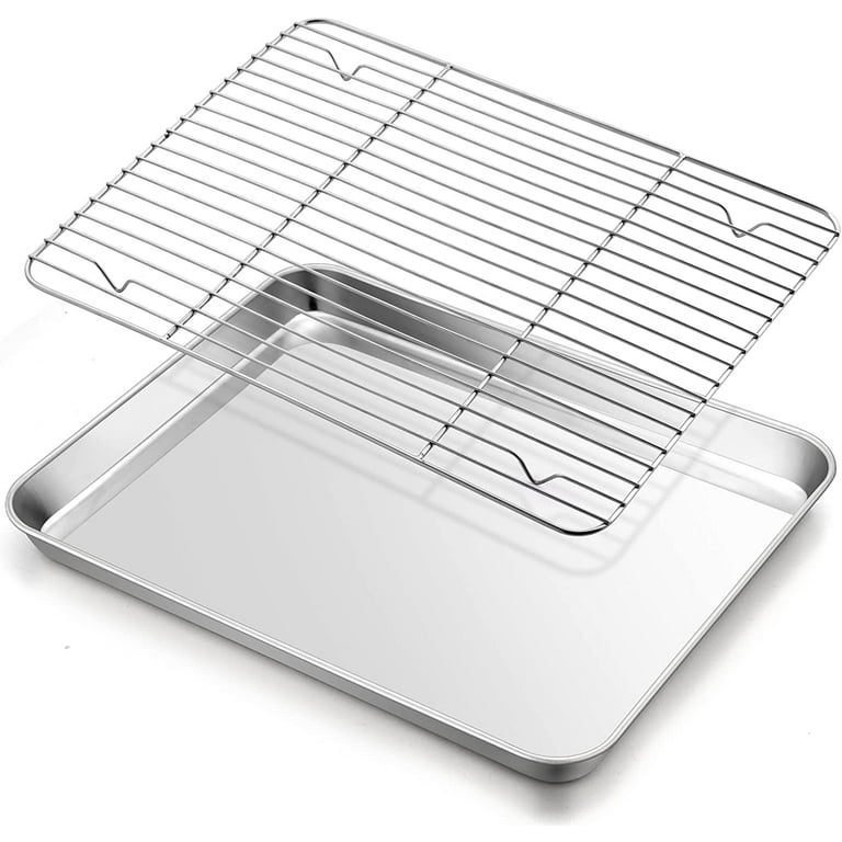 Baking Sheet with Rack Set 1 Pans 1 Racks Stainless Steel Cookie Sheet with Cooling Rack for Cooking Baking Cooling Bacon Nonstick Baking Pan