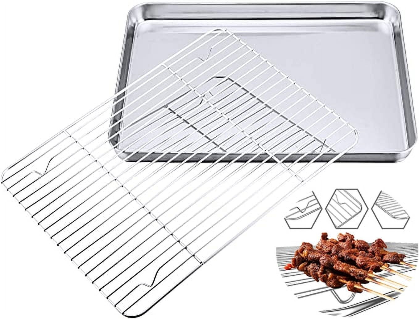 Baking Sheet & Rack Set [1 Sheets + 1 Rack], 9.2 x 6.8 x 1 inch ...