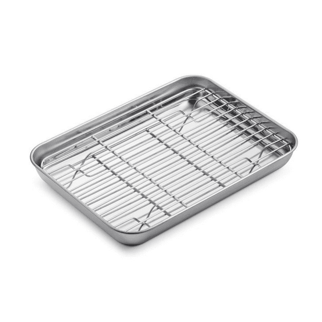 Baking Sheet with Rack Set [1 Sheets + 1 Racks], Stainless Steel Cookie