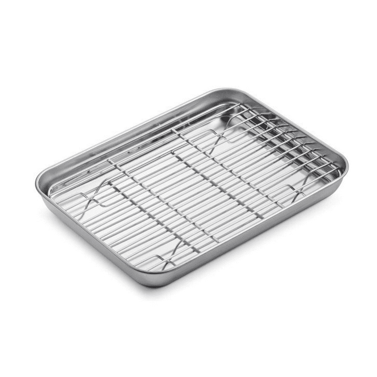 Stainless Steel Baking Sheet with Rack Set, Cookie Sheet with Cooling Rack,  Set of 6 (3 Sheets + 3 Racks), Heavy Duty, Non Toxic & Easy Clean