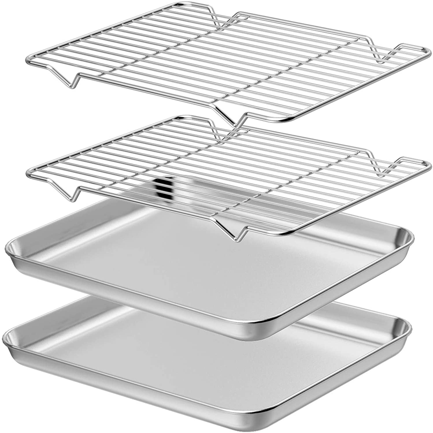 Baking Sheet with Rack Set [2 Sheets + 2 Racks], Stainless Steel Cookie ...
