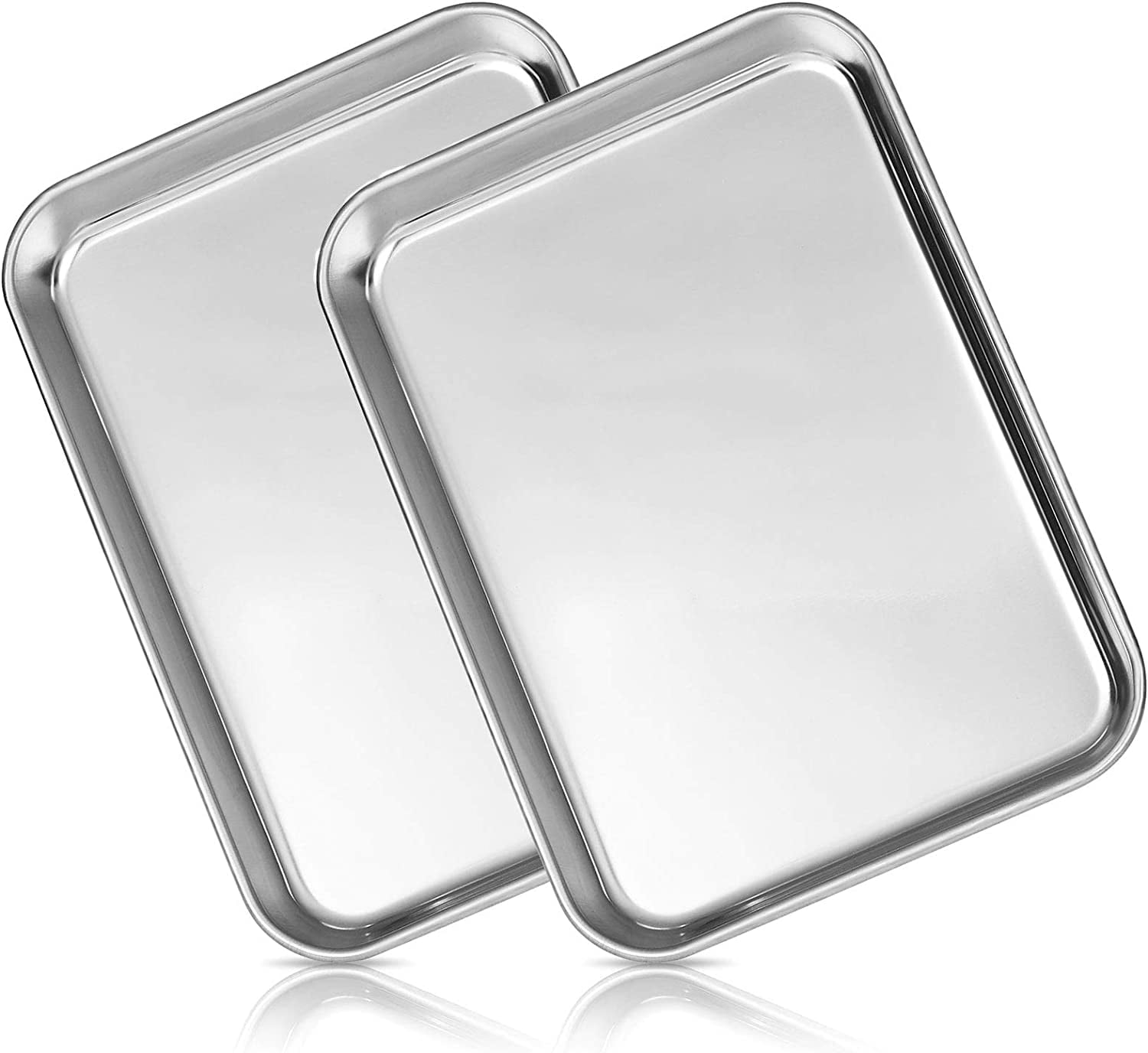 Baking Sheet Set of 2, Baking Pans Tray Cookie Sheet Stainless Steel, Non Toxic & Healthy, Mirror Finish & Rust Free, Easy Clean & Dishwasher Safe Casewin
