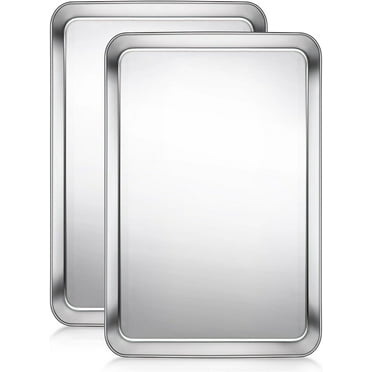 Baking Sheet Set of 2, Stainless Steel Cookie Sheets for Baking, 10.4 x 8 Inch, Thicker and Firmer Baking Pans Set, Rust & Warp Resistant & Nonstick, Nontoxic&Heavy Duty&Easy Clean