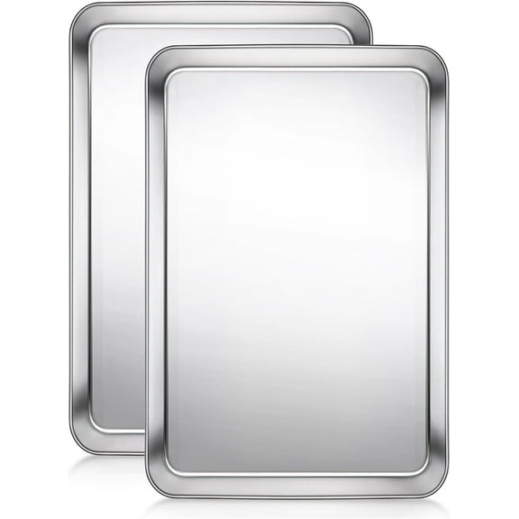 Baking Sheet Set of 2, Stainless Steel Cookie Sheets for Baking, 10.4 x 8 Inch, Thicker and Firmer Baking Pans Set, Rust & Warp Resistant & Nonstick, Nontoxic&Heavy Duty&Easy Clean