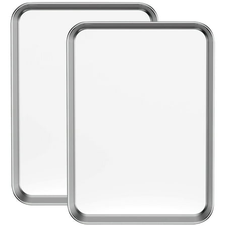 GPED Baking Sheet Set of 2, Stainless Steel Cookie Tray Pans Set for Oven, Rectangle 16” x 12” x 1”, Professional Bakeware Oven Tray, Healthy & Non-toxic, Easy Clean & Dishwasher Safe