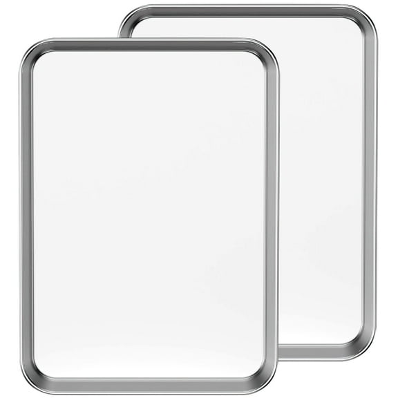 GPED Baking Sheet Set of 2, Stainless Steel Cookie Tray Pans Set for Oven, Rectangle 17.3” x 12.2” x 1”, Professional Bakeware Oven Tray, Healthy & Non-toxic, Easy Clean & Dishwasher Safe