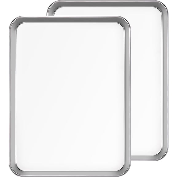Baking Sheet Set of 2PCS, 18 inch Commercial Grade Stainless Steel Pan, Professional Bakeware Oven Tray, Healthy & Non-toxic, Rust Free Mirror Finish, Easy Clean Dishwasher Safe