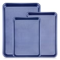 thumbnail image 1 of Baking Sheet Set Of 3  Cookie Sheets For With Square Texture Pattern Thicker Carbon Steel Non-stick Pan Half/quarter/jelly Roll Pans Tray Oven-blue, 1 of 8