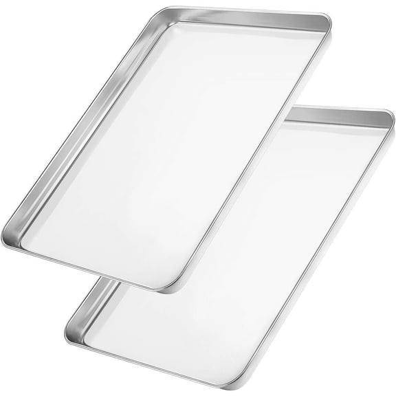 Baking Sheet Set of 2, Manss Stainless Steel Cookie Sheet Set 2 Pieces Toaster Oven Tray Pan Non Toxic ,Healthy Easy Clean
