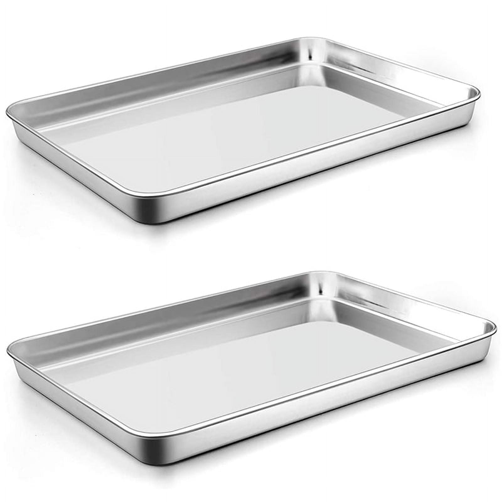 Baking Sheet Set of 2, Stainless Steel Baking Pans Tray Cookie Sheet, Non Toxic; Healthy, Mirror Finish; Rust Free, Easy Clean