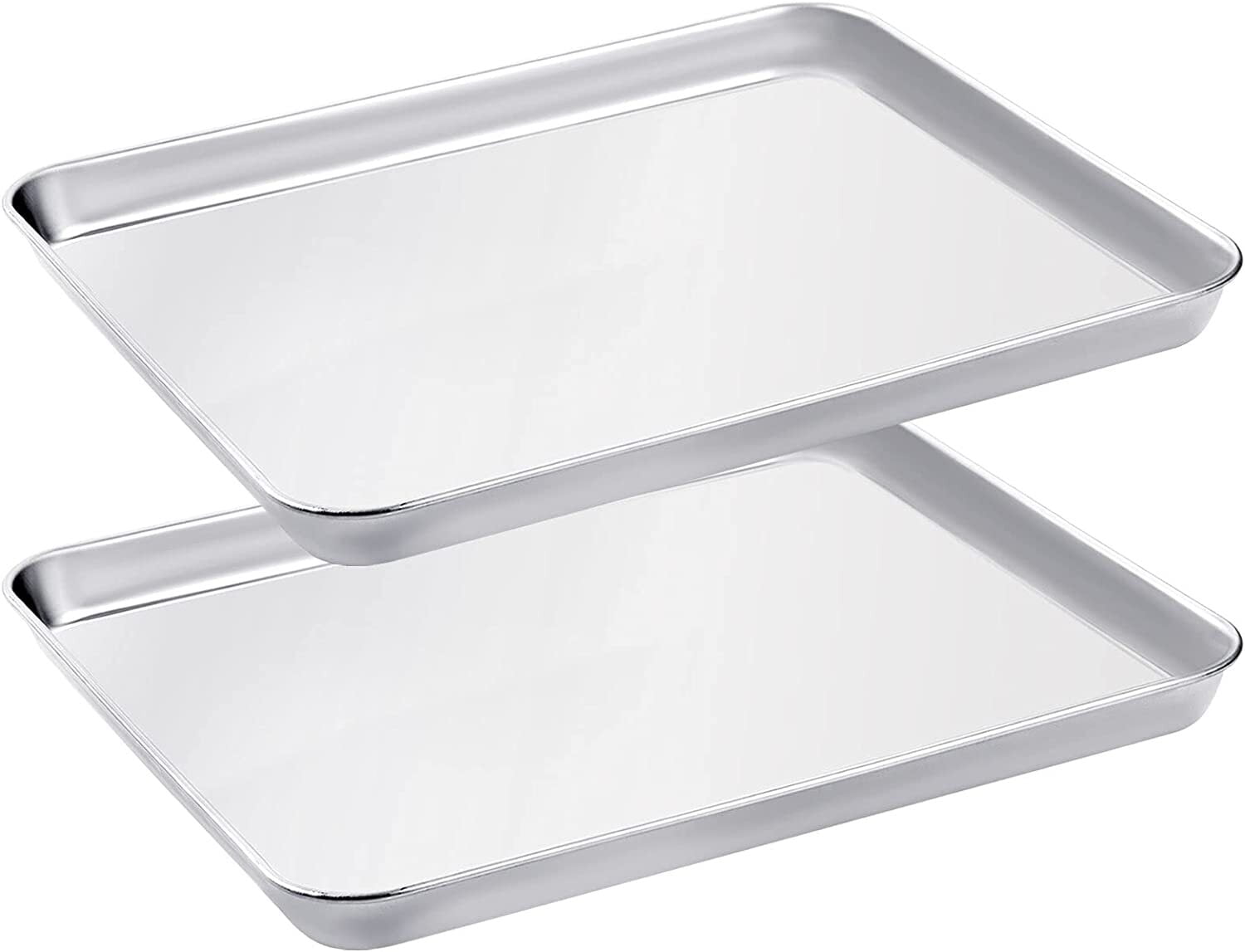 Baking Sheet Stainless Steel Baking Tray Cookie Sheet Oven Pan Rectangle Size 10 x 8 x 1 inch, Non Toxic & Healthy, Rust Free & Less Stick, Thick & Sturdy, Easy Clean & Dishwasher Safe
