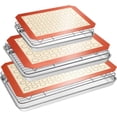 thumbnail image 1 of Baking Sheet Tray Cooling Rack with Silicone Baking Mat Set, Stainless Steel Cookie Pan For Oven, Set of 9 (3 Sheets + 3 Racks + 3 Mats), Warp Resistant & Heavy Duty & Easy Clean, Red, 1 of 6