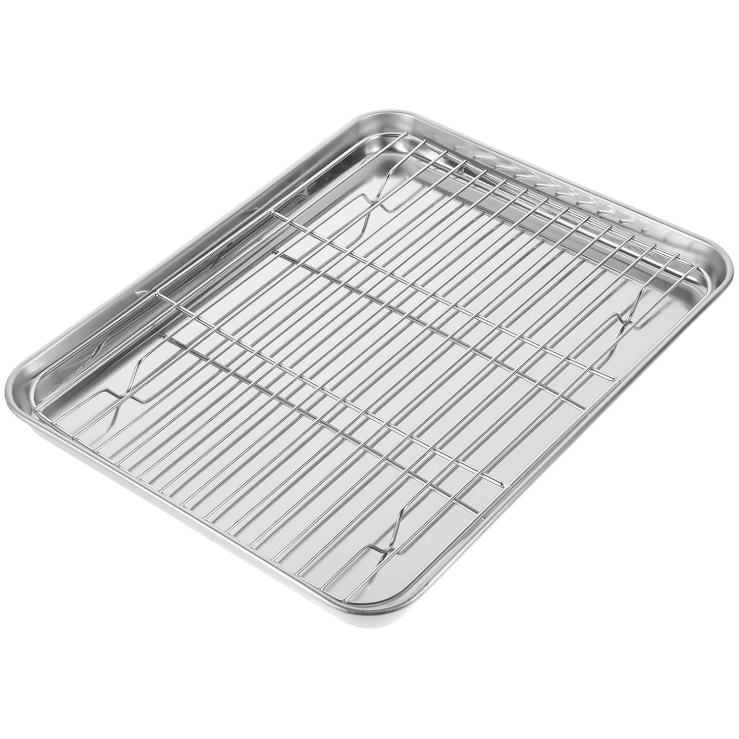 Baking Sheet with Wire Rack, Cookie Sheet Baking Pan Toaster Oven Tray, Cooling Rack, Stainless Steel Baking Grilling Pan, Healthy & Non Stick & Dishwasher Safe, 14'' x 10.6'' x 0.8''