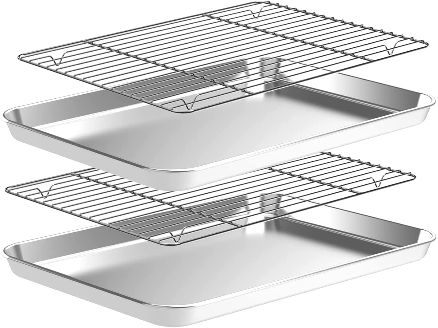 Baking Sheet with Wire Rack Set [2 Quarter Pans + 2 Racks ], Stainless Steel Cookie Sheets for , Non Toxic & Heavy Duty Easy Clean, Size 12 x 10 1 Inch