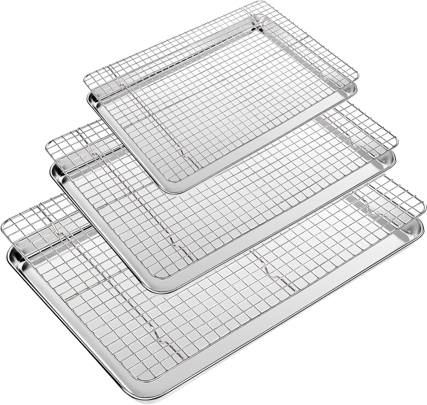 Baking Sheet with Wire Rack Set of 6 (3 Cookie Sheets for baking + 3 ...