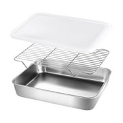 Baking Sheet With Wire Rack And Cover Set Stainless Steel Baking Tray R U St & Warp Resistant & Easy Clean Baking Pan For Oven Cooking Cookie Sheet