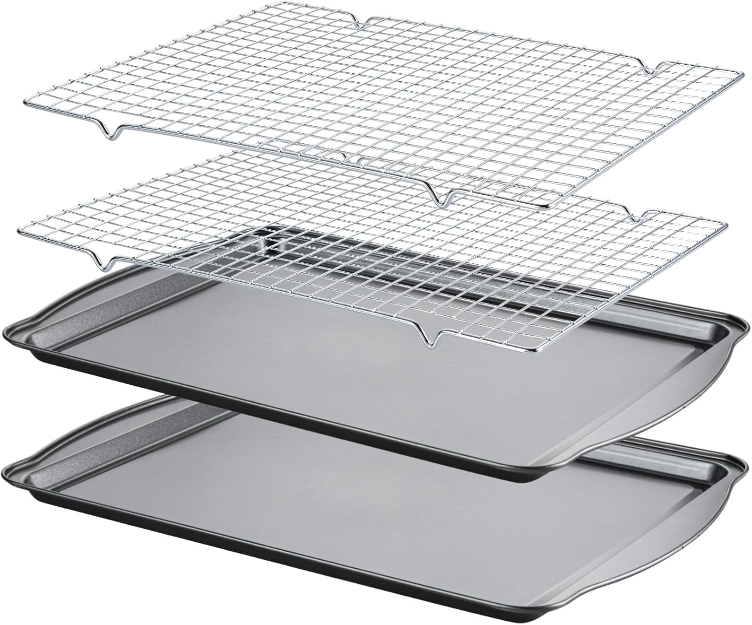 Baking Sheet with Cooling Racks - 17'' x 11" 0.5" Carbon Steel Cookie Sheets for [2 + 2 Racks], Nonstick Pans, Perfect Baking, Roasting, and More