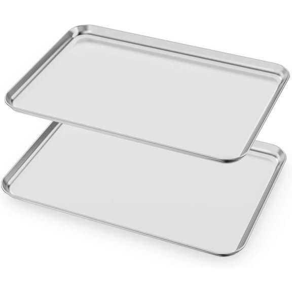 Baking Sheets Set of 2, Cookie Sheets 2 Pieces Stainless Steel Baking Pans & Toaster Oven Tray Pans, Rectangle Size 20L x 14W x 1H inch & Non Toxic & Healthy & Easy Clean