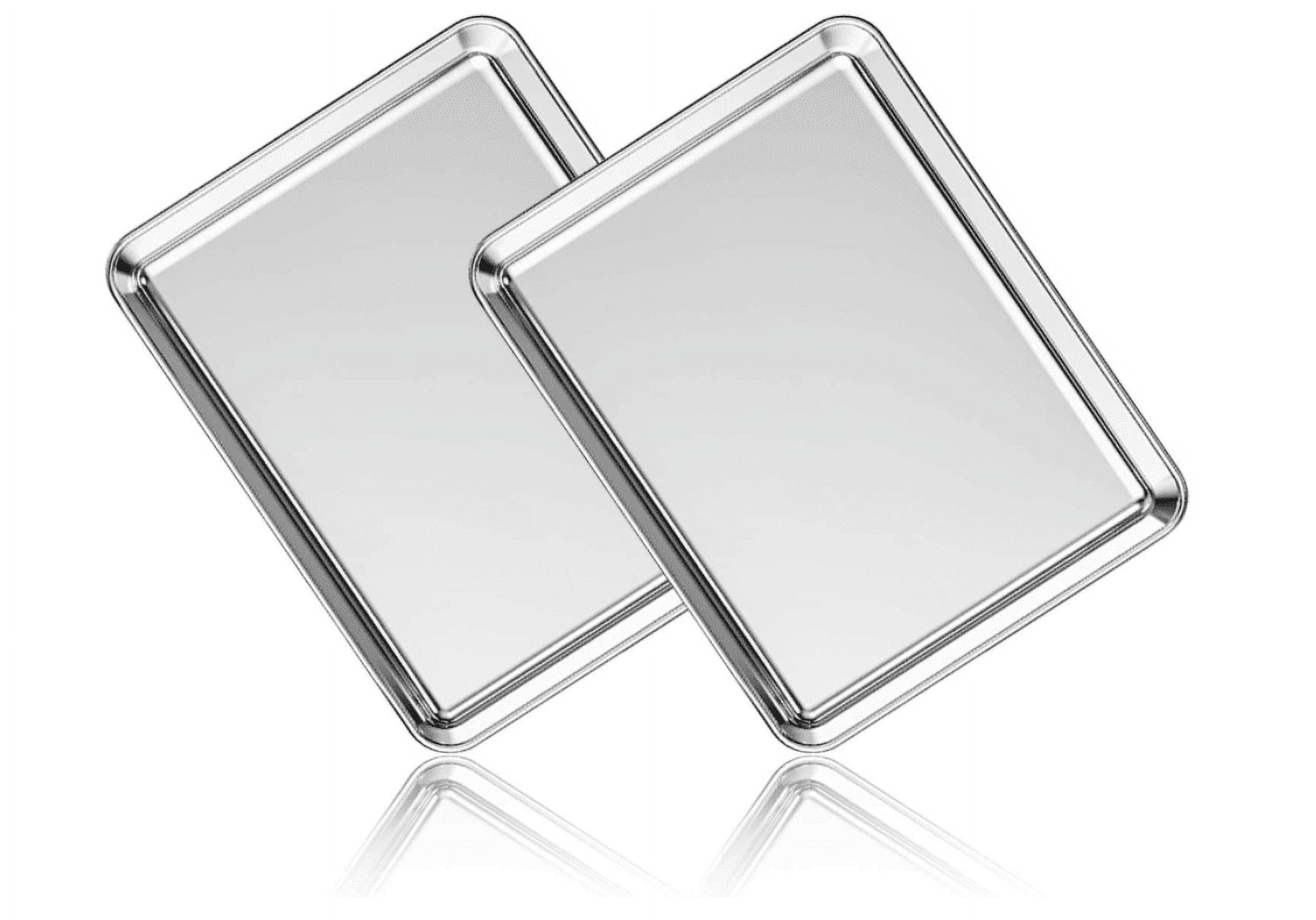 Small Baking Sheets Pans, HEAHYSI Mini Stainless Steel Cookie Sheets & Toaster Oven Tray Pan,Non Toxic & Healthy,Superior Mirror Finish & Easy Clean